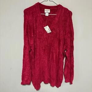 Essentials by Maggie Women's Deep Red V-Neck Sweatshirt 22/24W